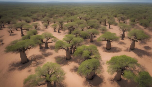 una imagen de un desierto con un árbol en el medio