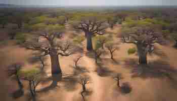 Foto una imagen de un desierto con los árboles en el medio