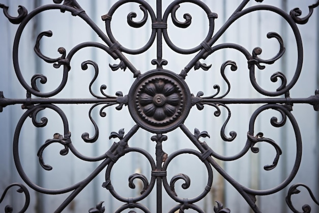 Foto imagen detallada de una puerta ornamental de hierro.