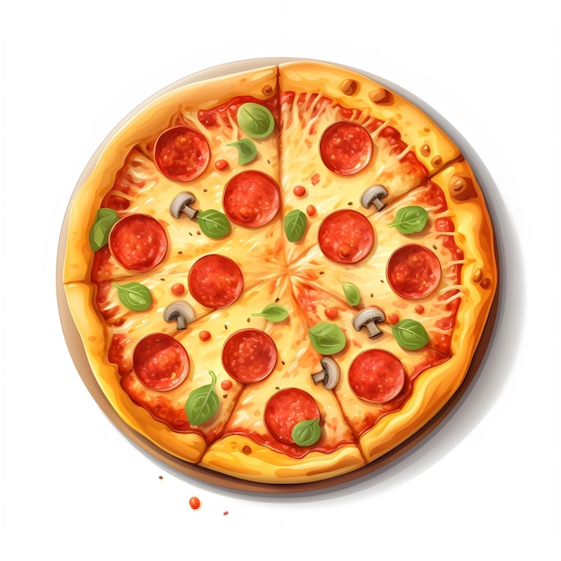 Imagen detallada renderizada en 3D de Pizza creada con IA generativa