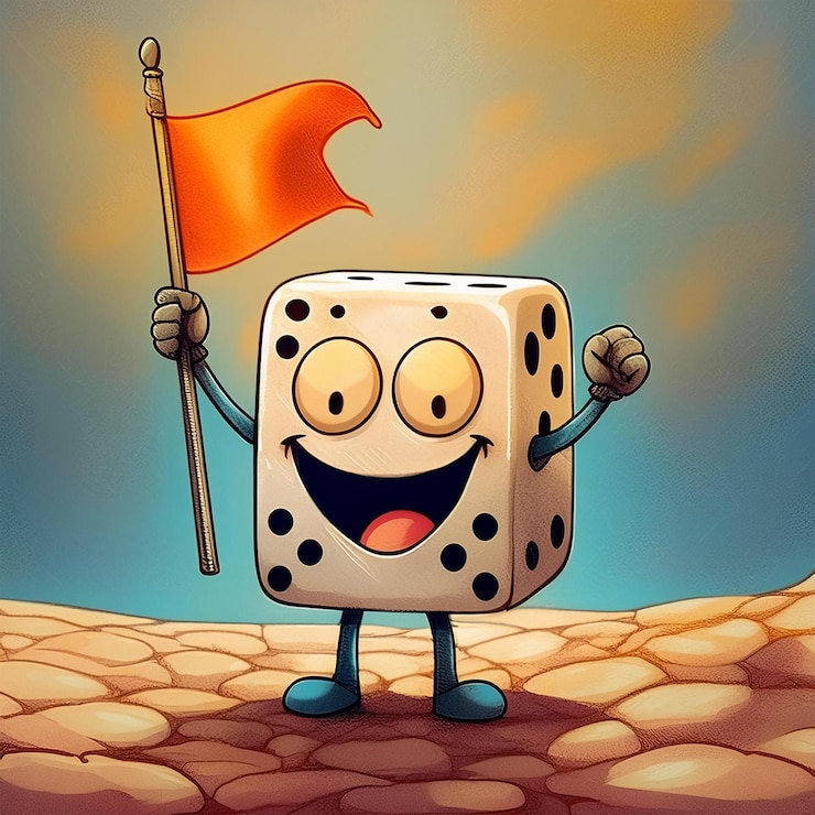 una imagen de dibujos animados de un cuadrado con una bandera en él