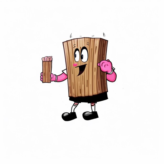 imagen de dibujos animados de un personaje de madera sosteniendo un vaso de cerveza