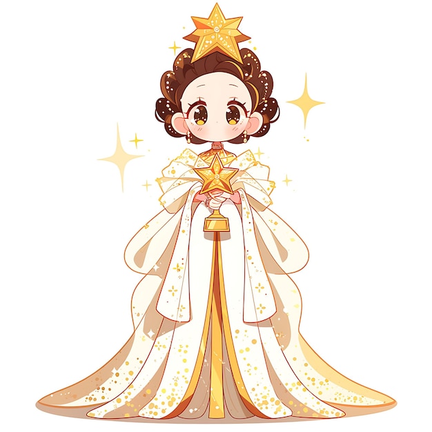 una imagen de dibujos animados de una princesa con una estrella de oro en la cabeza