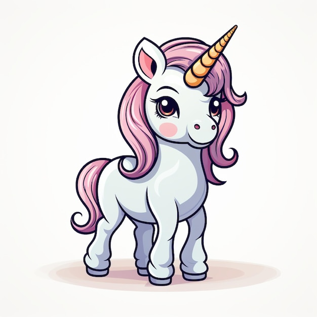 Foto una imagen de dibujos animados de un unicornio con una melena y cola rosas