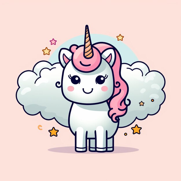 Foto una imagen de dibujos animados de un unicornio con las palabras unicornio en él