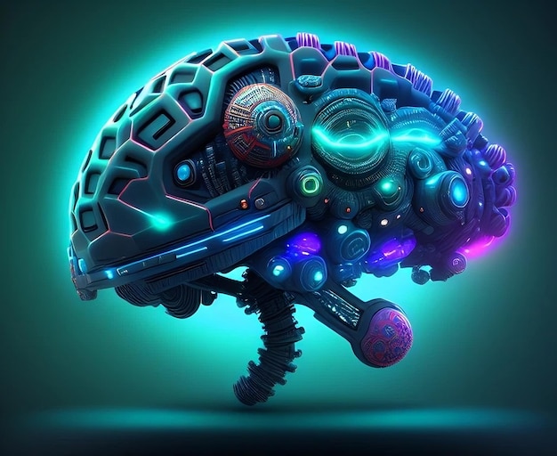 Foto una imagen digital de un cerebro con la palabra cerebro.
