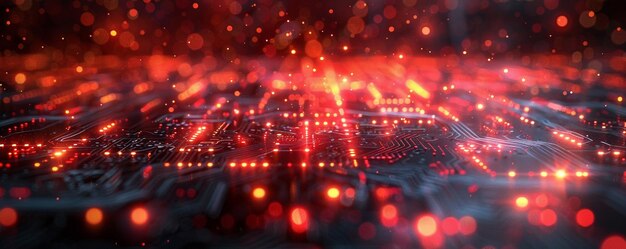 una imagen digital de una ciudad digital con un fondo rojo