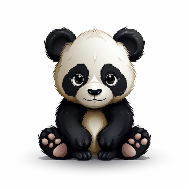 Imagen digital minimalista de un panda lindo del bosque