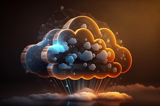 Una imagen digital de una nube con la palabra nube sobre ella