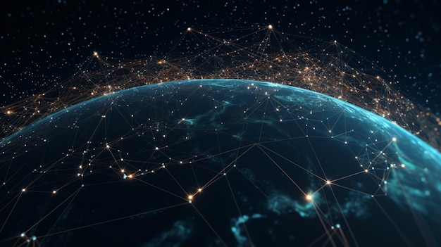 Una imagen digital de un planeta con las palabras red global en la parte superior