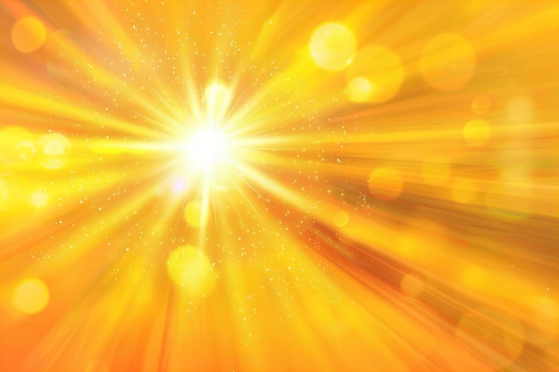 Imagen digital de sol brillante con destello de lente en fondo amarillo efecto de luz solar brillo dorado malo