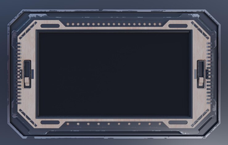 Foto imagen directamente por encima del equipo informático sobre un fondo gris