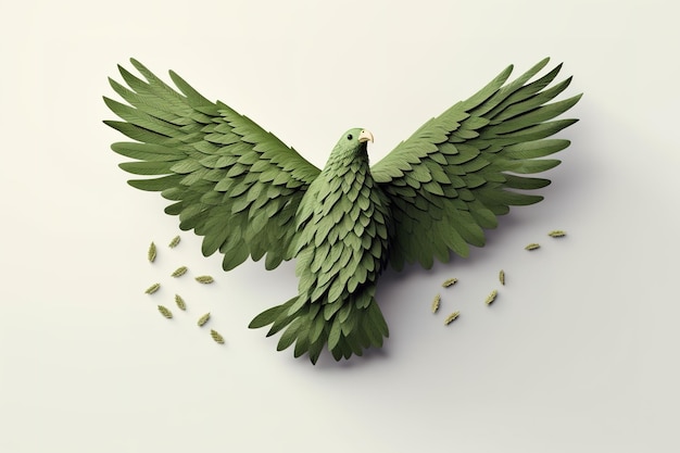 Imagen de un diseño de águila con elementos de hoja Aves Vida silvestre Animales Ilustración IA generativa