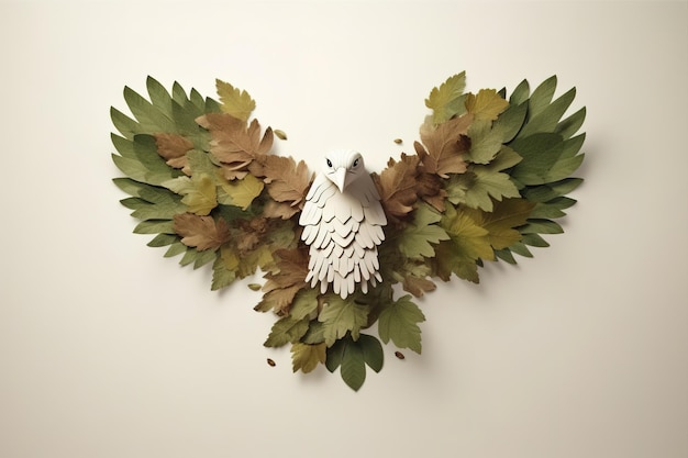 Imagen de un diseño de águila con elementos de hoja Aves Vida silvestre Animales Ilustración IA generativa