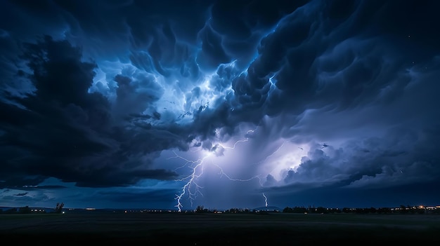 Foto una imagen dramática e inspiradora de una tormenta de relámpagos por la noche
