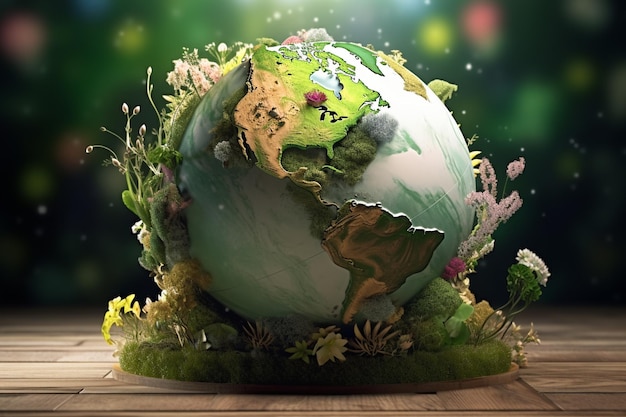 Imagen ecológica La Tierra cubierta de verde