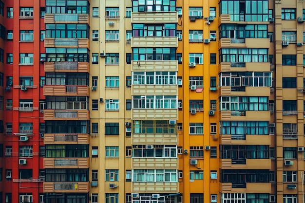 una imagen de un edificio grande con muchos patrones de ventanas