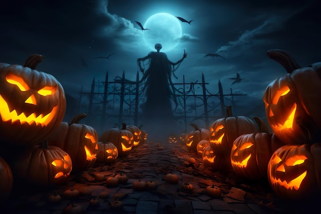 Imagen elegante y con clase de calabaza de Halloween generada por IA