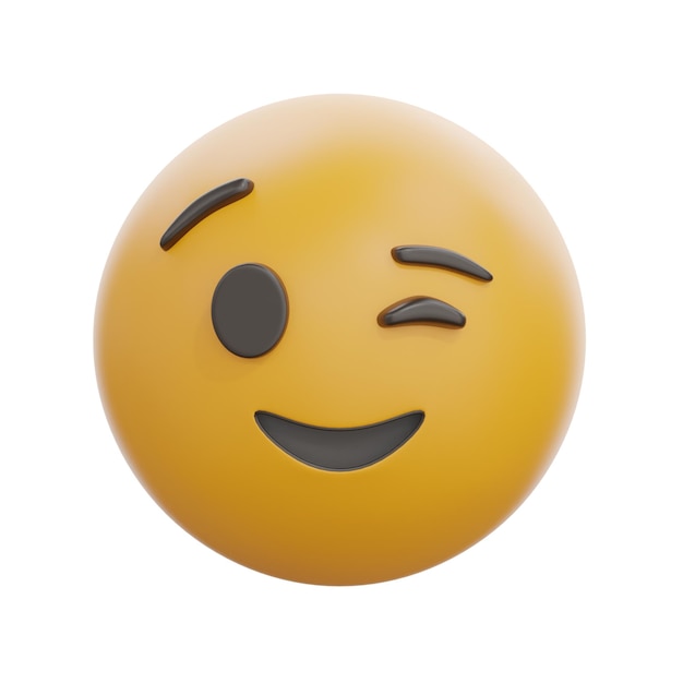 Imagen de emoticono 3D con cara de guiño