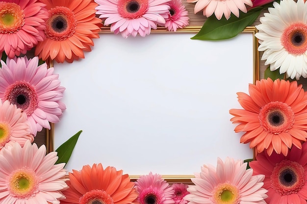 una imagen enmarcada de flores con un marco de oro