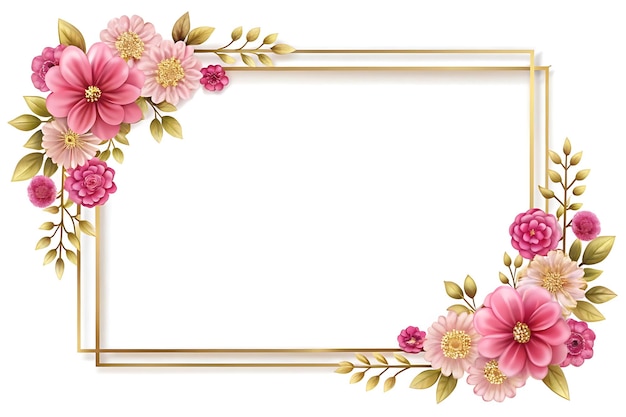 una imagen enmarcada con flores rosas en ella