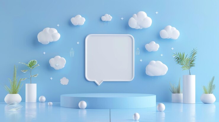 La imagen es un fondo azul con nubes blancas