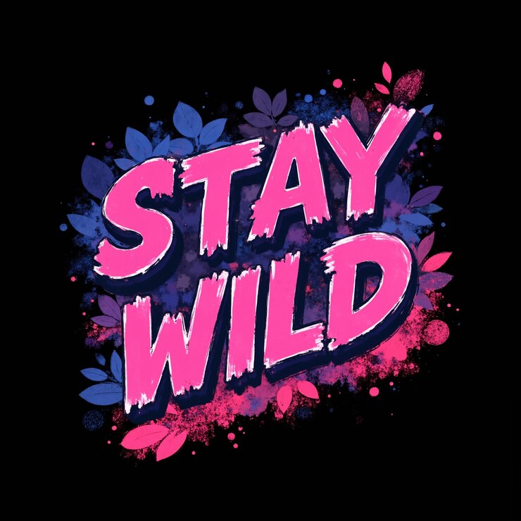 Foto la imagen es un gráfico de las palabras "stay wild" en rosa y azul.