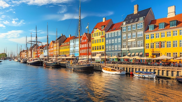 Foto la imagen es del paseo marítimo de nyhavn en copenhague, dinamarca