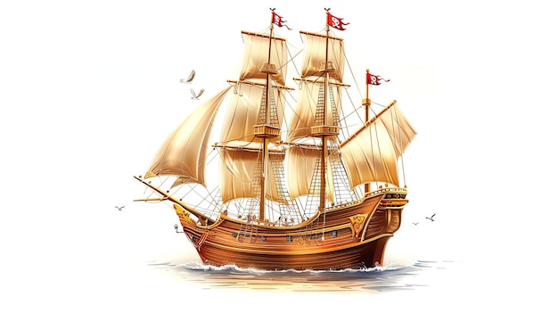 Foto la imagen es una pintura digital de un barco pirata
