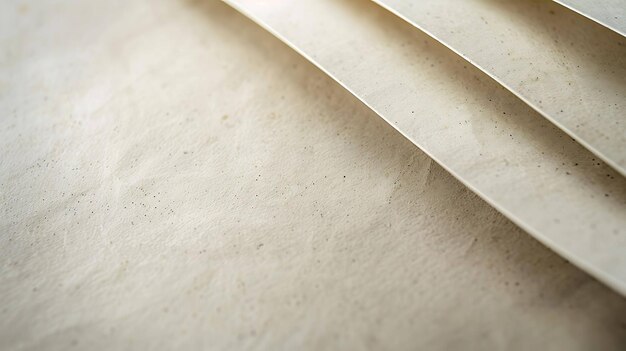 La imagen es un primer plano de una pila de tres hojas de papel beige El papel tiene una textura áspera y está ligeramente arrugado