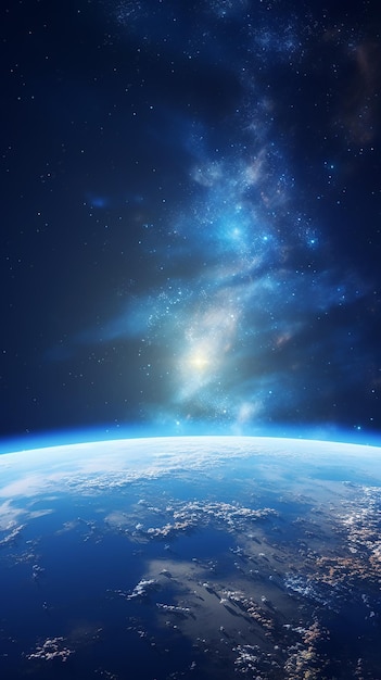 Foto la imagen es una representación en 3d del planeta tierra como se ve desde el espacio contra el telón de fondo de estrellas y galaxias
