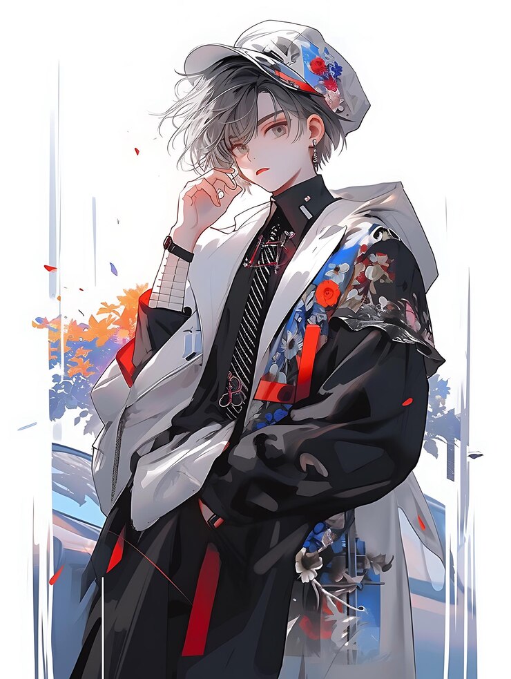 imagen de estilo anime de un hombre con traje y sombrero