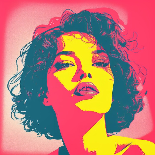 Foto una imagen de estilo pop art de una mujer con cabello rizado