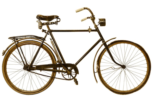 Imagen de estilo retro de una bicicleta del siglo XIX aislada sobre un fondo blanco