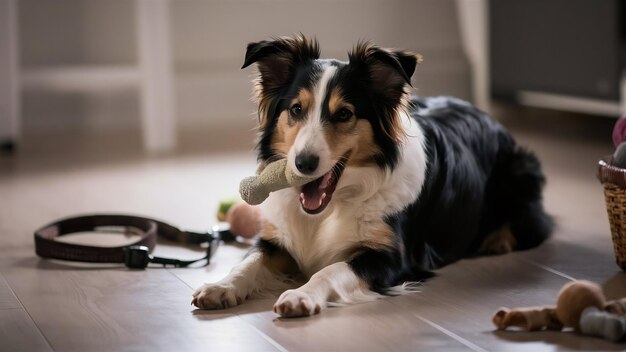 Imagen de estudio de un lindo perro border collie