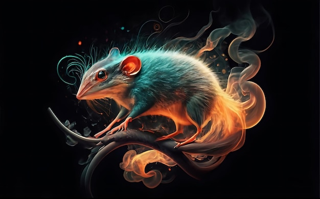 una imagen etérea y hipnotizante de un Antechinus abrazar los estilos de ilustración fantasía oscura y misterio cinematográfico la naturaleza esquiva del humo