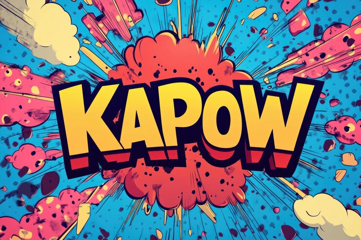 Foto imagen de explosión de kapow al estilo de los cómics