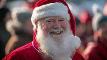 Foto la imagen de un feliz papá noel con su traje rojo y barba blanca es sinónimo de niños de navidad