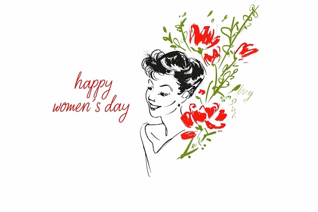 imagen festiva feliz tarjeta de felicitación del Día Internacional de la Mujer con flores