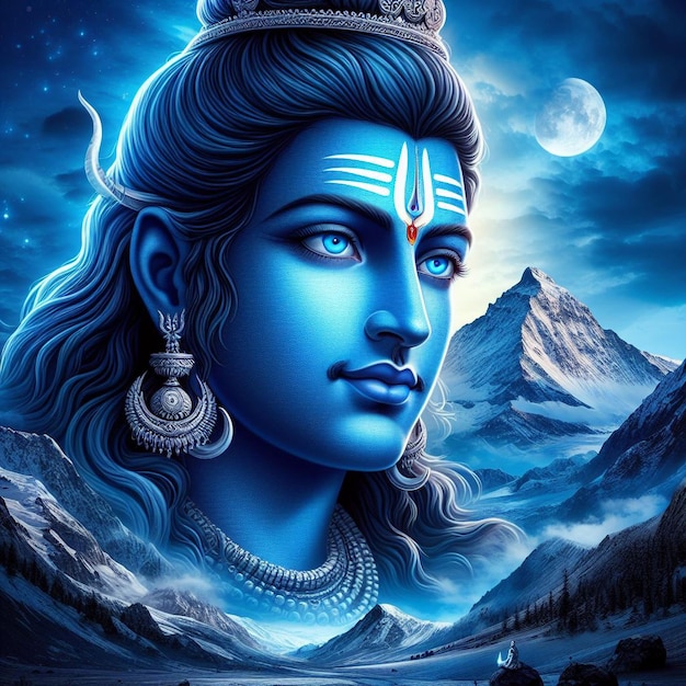 Foto la imagen del festival del ojo azul de lord mahadev