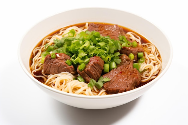 Una imagen de fideos con carne.