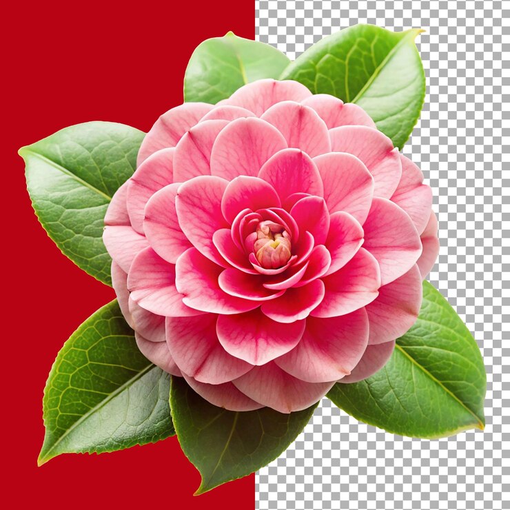 Imagen de una flor de camelia aislada sobre un fondo transparente
