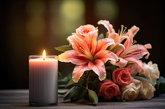 Imagen de flor y vela para el funeral