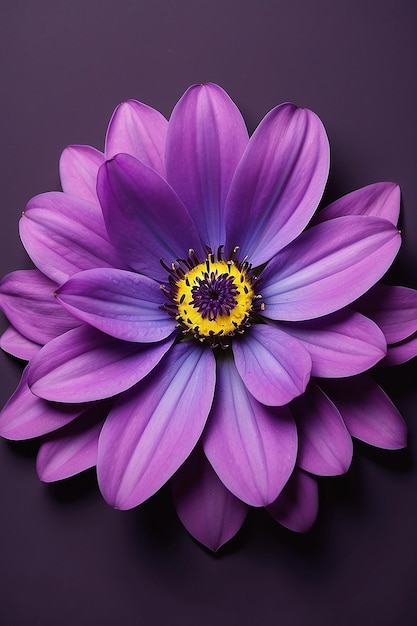 Una imagen de flores con una flor púrpura en el medio
