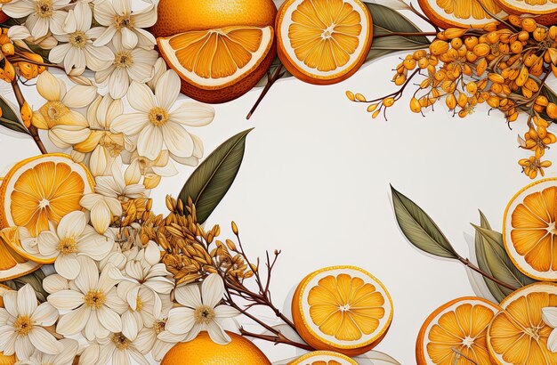 una imagen de flores con naranjas y las palabras limones en ella