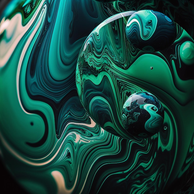 Imagen de fondo abstracto de patrón de mármol verde azul colorido Arte generado por Ai