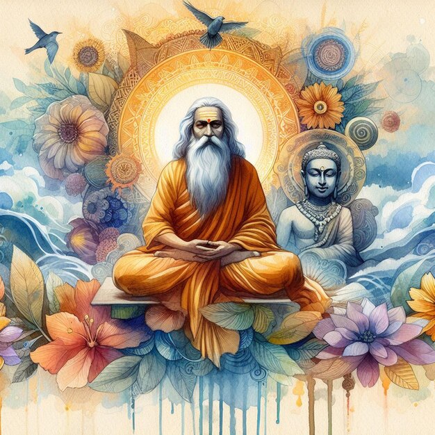 Imagen de fondo de la acuarela Guru Rabindra Jayanti