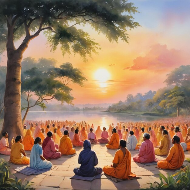 Imagen de fondo de la acuarela Guru Rabindra Jayanti