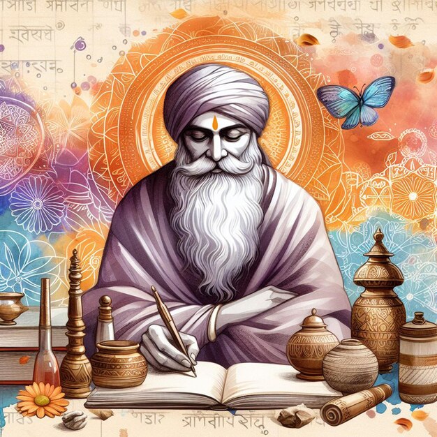 Imagen de fondo de la acuarela Guru Rabindra Jayanti