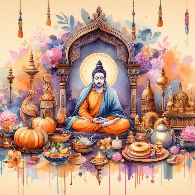 Imagen de fondo de la acuarela Guru Rabindra Jayanti